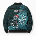 Personalised New Zealand Darts Christmas Bomber Puffer Jacket Maori Fern Merry Dartsmas - Aussie Hoodie