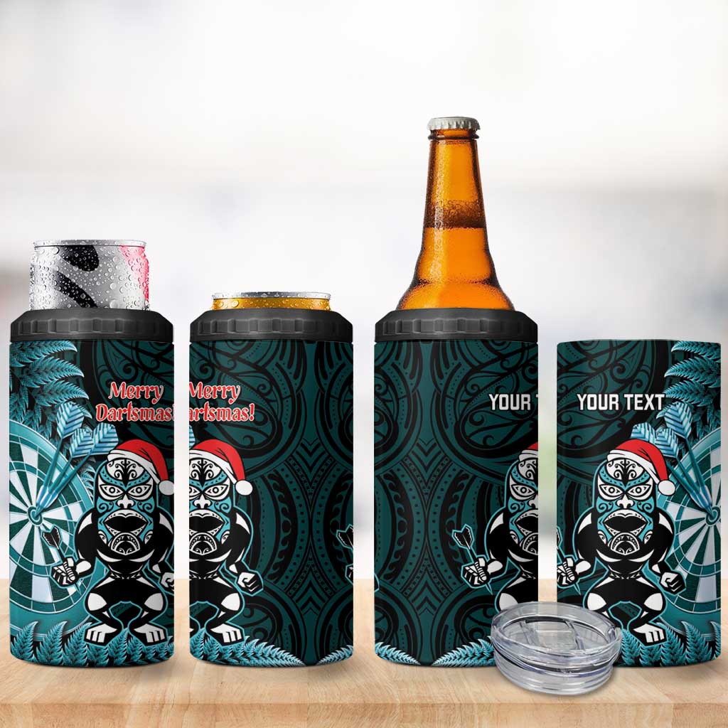 Personalised New Zealand Darts Christmas 4 in 1 Can Cooler Tumbler Maori Fern Merry Dartsmas - Aussie Hoodie