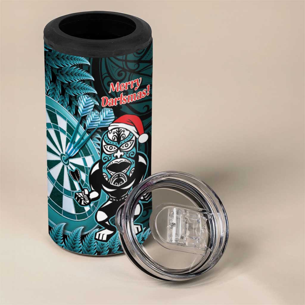 Personalised New Zealand Darts Christmas 4 in 1 Can Cooler Tumbler Maori Fern Merry Dartsmas - Aussie Hoodie