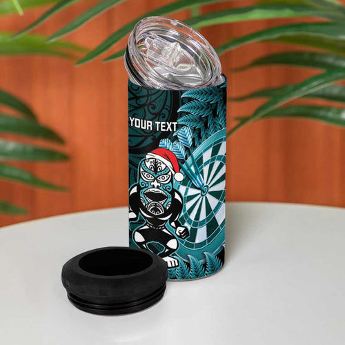 Personalised New Zealand Darts Christmas 4 in 1 Can Cooler Tumbler Maori Fern Merry Dartsmas - Aussie Hoodie