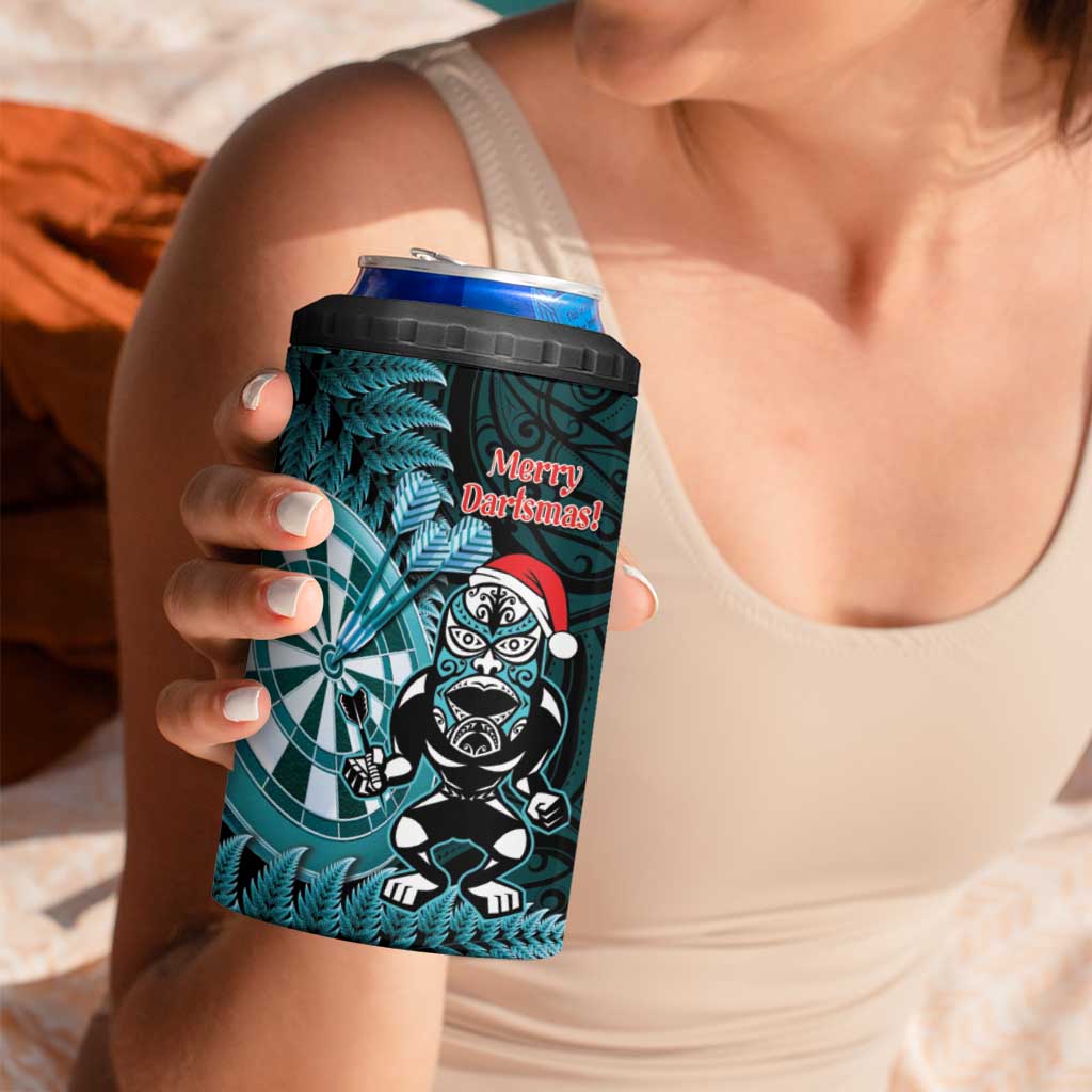 Personalised New Zealand Darts Christmas 4 in 1 Can Cooler Tumbler Maori Fern Merry Dartsmas - Aussie Hoodie