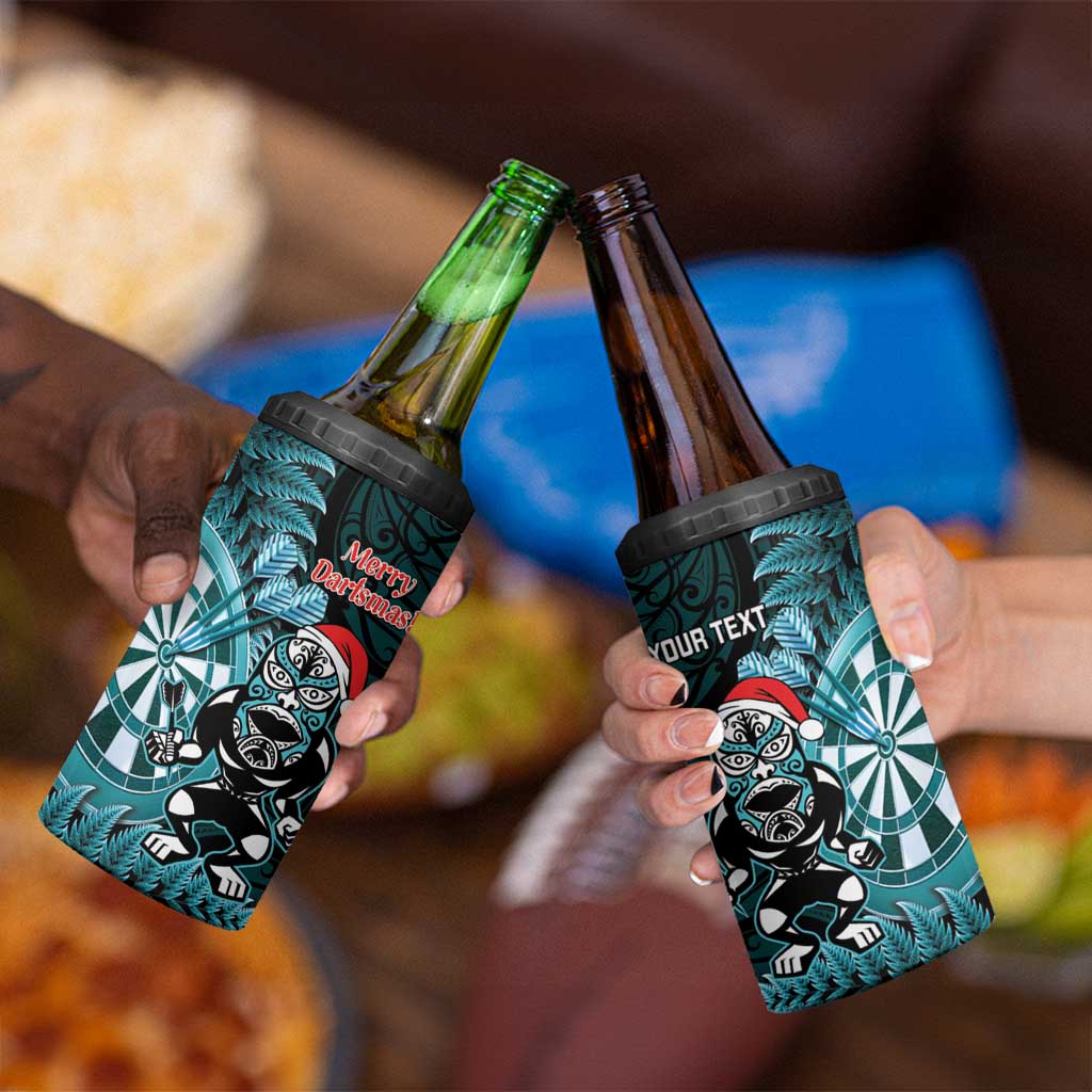 Personalised New Zealand Darts Christmas 4 in 1 Can Cooler Tumbler Maori Fern Merry Dartsmas - Aussie Hoodie