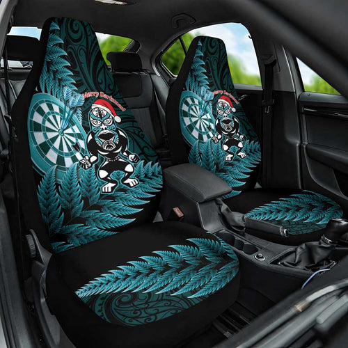 New Zealand Darts Christmas Car Seat Cover Maori Fern Merry Dartsmas - Aussie Hoodie