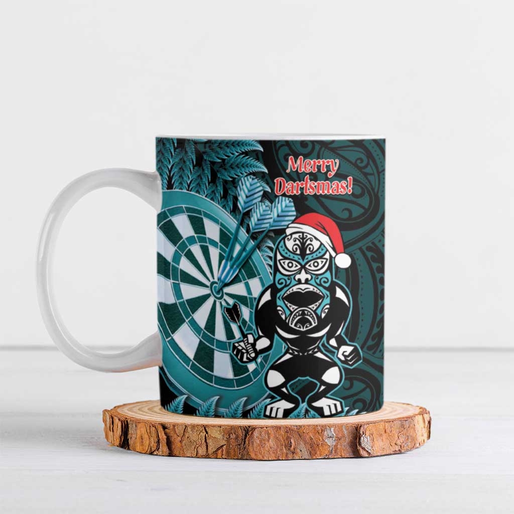 Personalised New Zealand Darts Christmas Ceramic Mug Maori Fern Merry Dartsmas - Aussie Hoodie