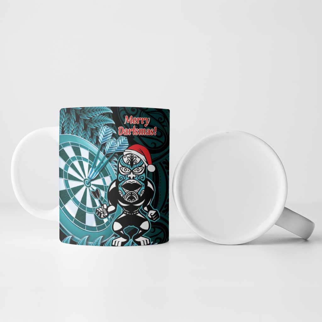 Personalised New Zealand Darts Christmas Ceramic Mug Maori Fern Merry Dartsmas - Aussie Hoodie