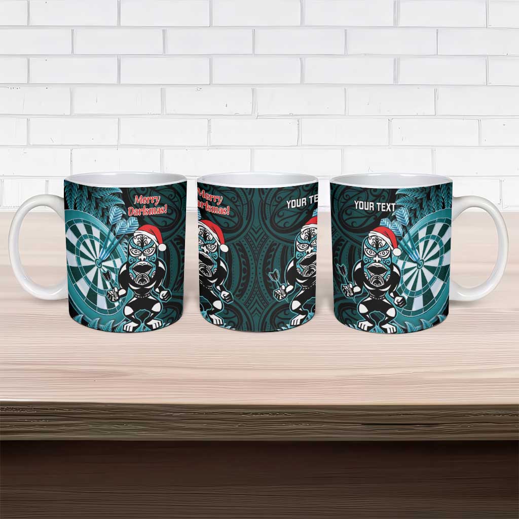 Personalised New Zealand Darts Christmas Ceramic Mug Maori Fern Merry Dartsmas - Aussie Hoodie