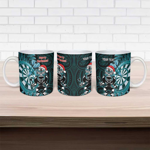 Personalised New Zealand Darts Christmas Ceramic Mug Maori Fern Merry Dartsmas - Aussie Hoodie