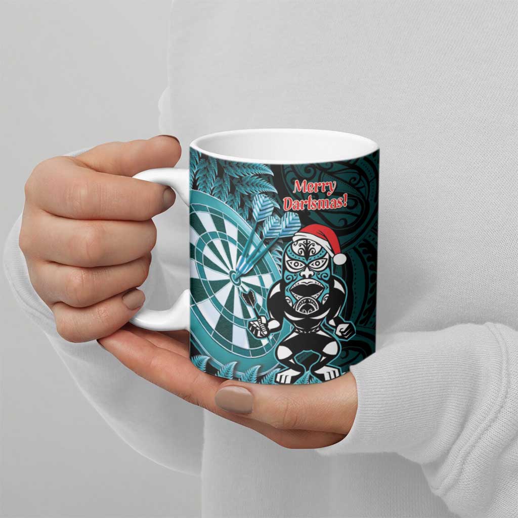 Personalised New Zealand Darts Christmas Ceramic Mug Maori Fern Merry Dartsmas - Aussie Hoodie