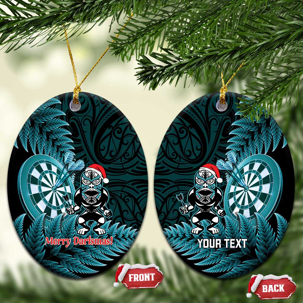Personalised New Zealand Darts Christmas Ceramic Ornament Maori Fern Merry Dartsmas - Aussie Hoodie