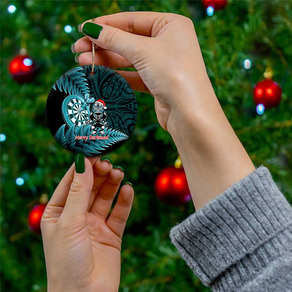 Personalised New Zealand Darts Christmas Ceramic Ornament Maori Fern Merry Dartsmas - Aussie Hoodie