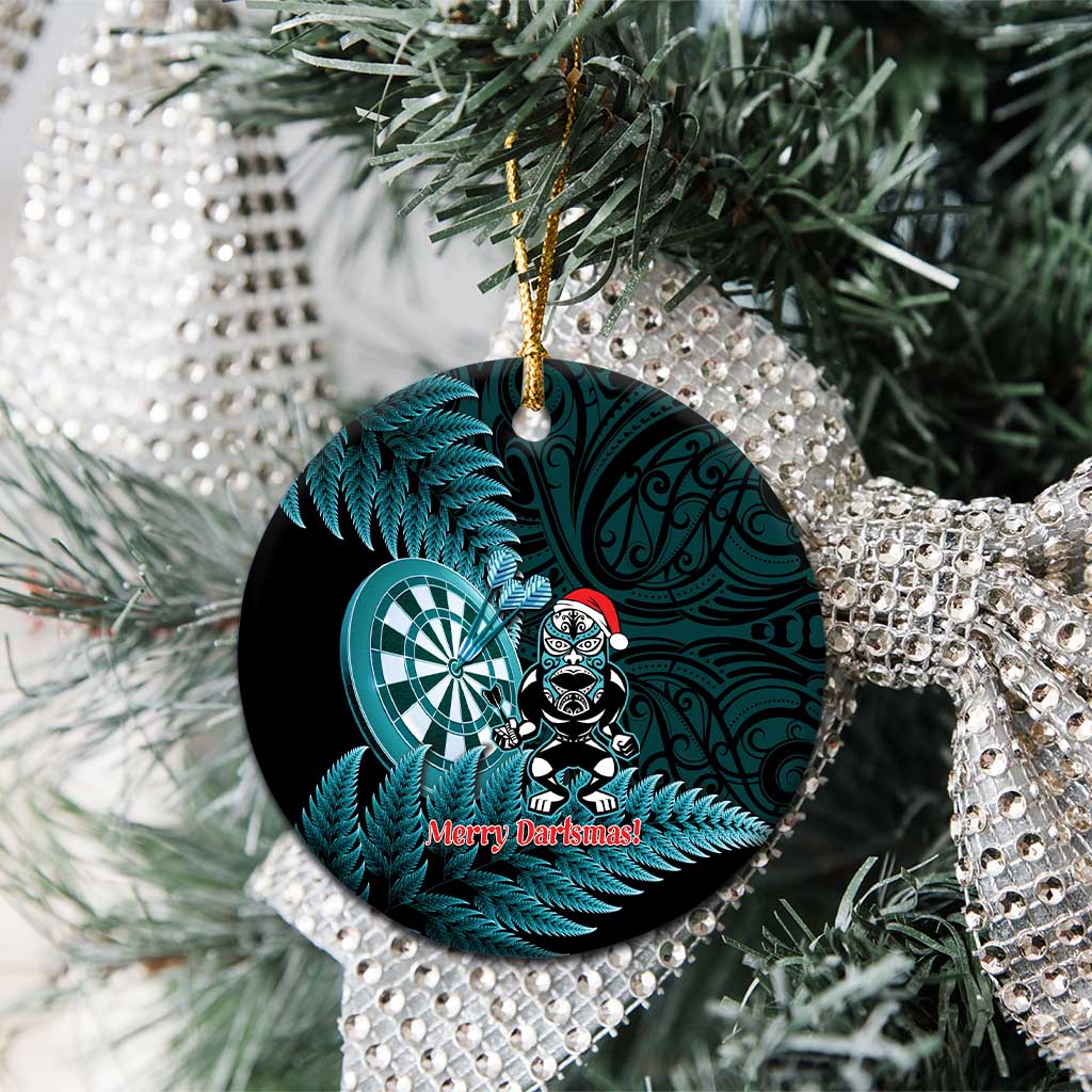 Personalised New Zealand Darts Christmas Ceramic Ornament Maori Fern Merry Dartsmas - Aussie Hoodie