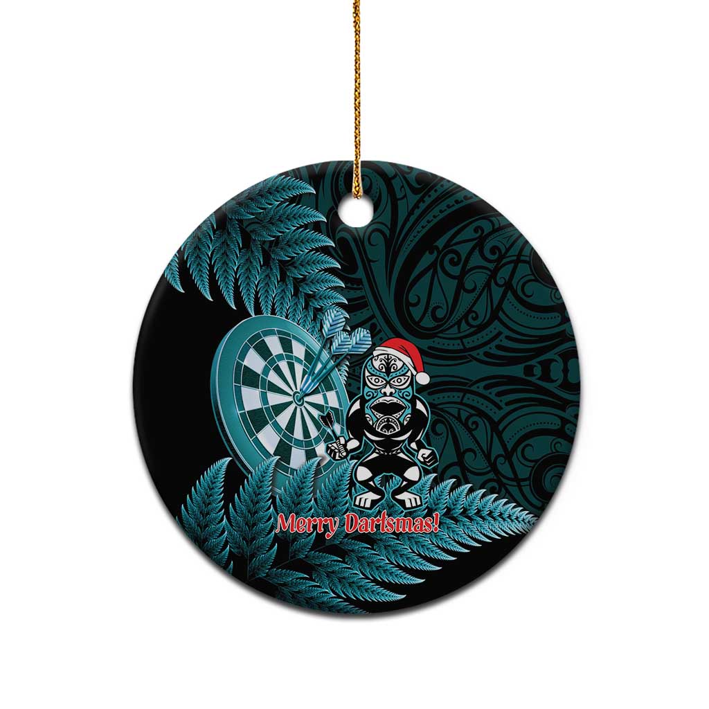 Personalised New Zealand Darts Christmas Ceramic Ornament Maori Fern Merry Dartsmas - Aussie Hoodie