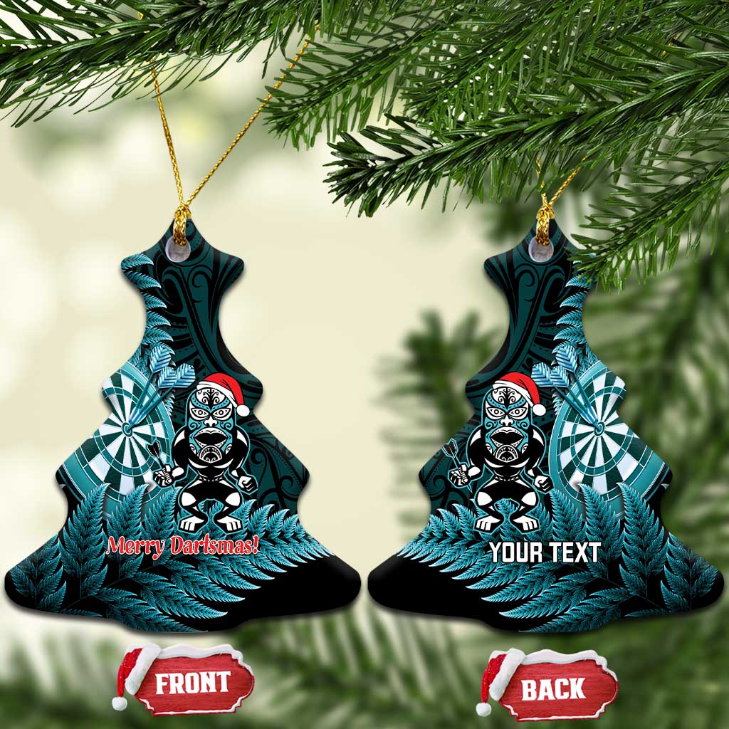 Personalised New Zealand Darts Christmas Ceramic Ornament Maori Fern Merry Dartsmas - Aussie Hoodie
