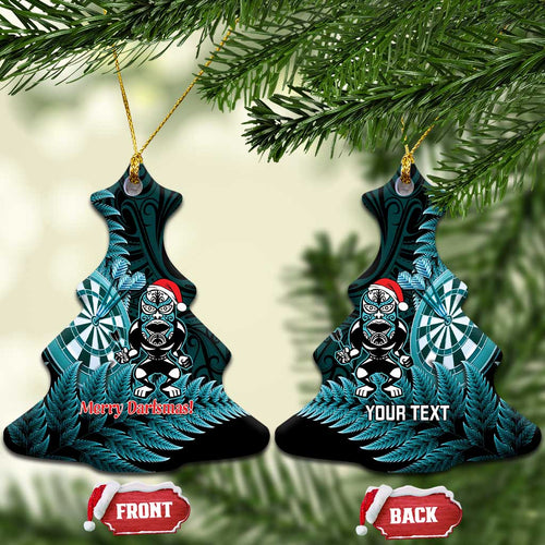 Personalised New Zealand Darts Christmas Ceramic Ornament Maori Fern Merry Dartsmas - Aussie Hoodie