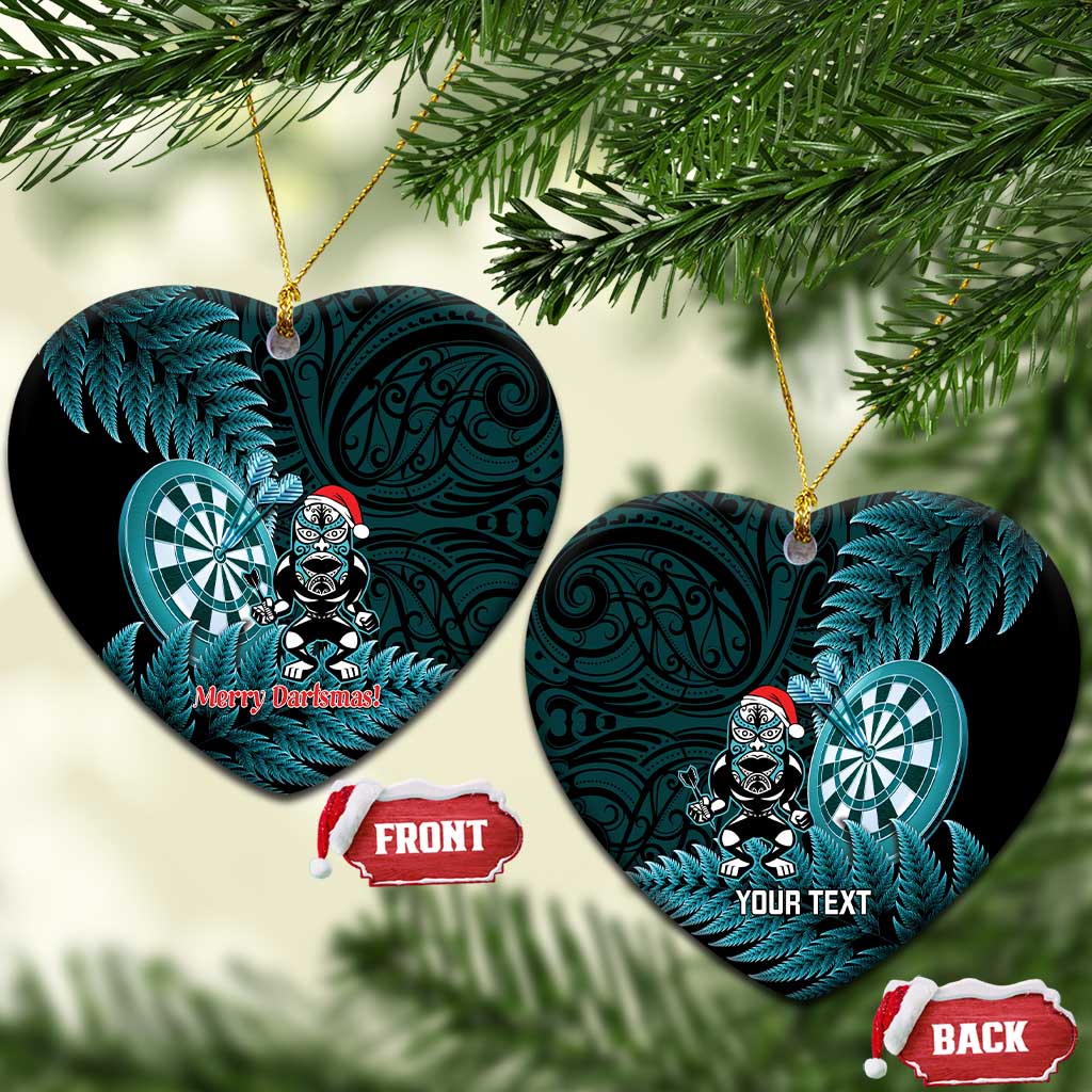 Personalised New Zealand Darts Christmas Ceramic Ornament Maori Fern Merry Dartsmas - Aussie Hoodie