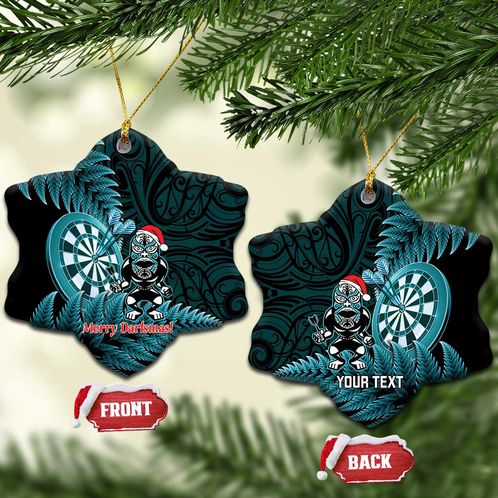 Personalised New Zealand Darts Christmas Ceramic Ornament Maori Fern Merry Dartsmas - Aussie Hoodie