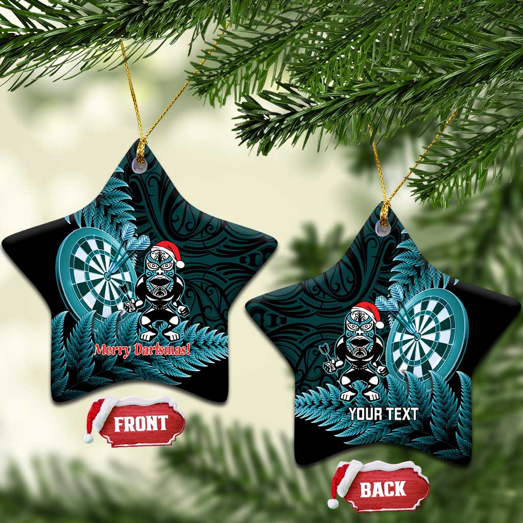 Personalised New Zealand Darts Christmas Ceramic Ornament Maori Fern Merry Dartsmas - Aussie Hoodie