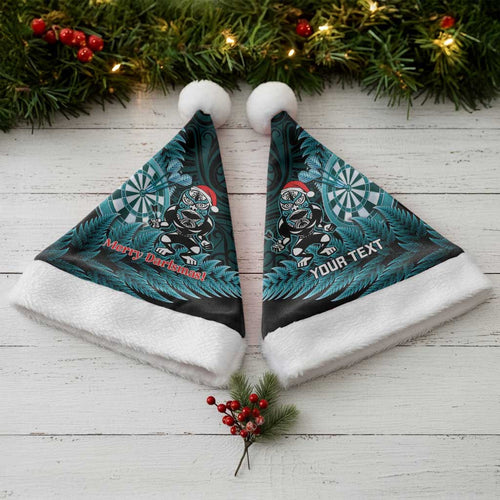 Personalised New Zealand Darts Christmas Santa Hat Maori Fern Merry Dartsmas - Aussie Hoodie
