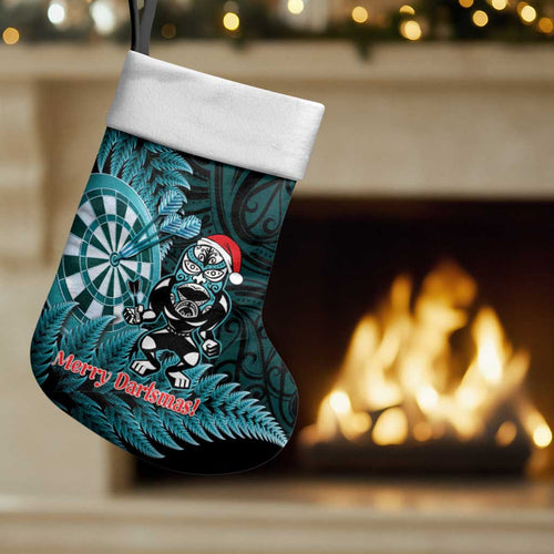 Personalised New Zealand Darts Christmas Stocking Maori Fern Merry Dartsmas - Aussie Hoodie