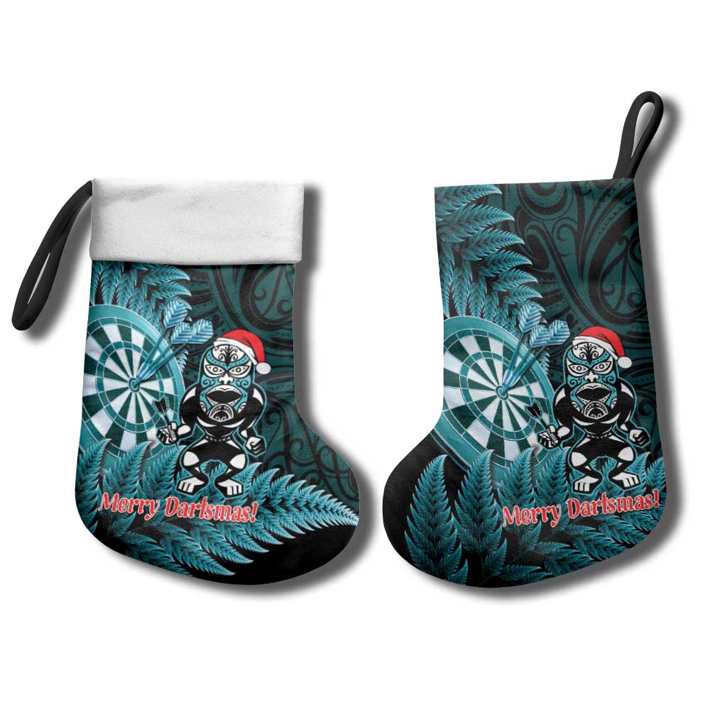 Personalised New Zealand Darts Christmas Stocking Maori Fern Merry Dartsmas - Aussie Hoodie