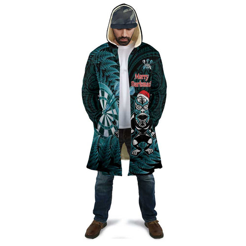 Personalised New Zealand Darts Christmas Cloak Maori Fern Merry Dartsmas - Aussie Hoodie