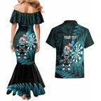 Personalised New Zealand Darts Christmas Couples Matching Mermaid Dress and Hawaiian Shirt Maori Fern Merry Dartsmas - Aussie Hoodie