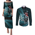 Personalised New Zealand Darts Christmas Couples Matching Puletasi and Long Sleeve Button Shirt Maori Fern Merry Dartsmas - Aussie Hoodie