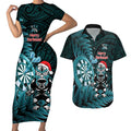 Personalised New Zealand Darts Christmas Couples Matching Short Sleeve Bodycon Dress and Hawaiian Shirt Maori Fern Merry Dartsmas - Aussie Hoodie