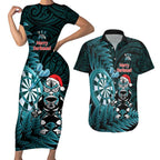 Personalised New Zealand Darts Christmas Couples Matching Short Sleeve Bodycon Dress and Hawaiian Shirt Maori Fern Merry Dartsmas - Aussie Hoodie
