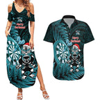 Personalised New Zealand Darts Christmas Couples Matching Summer Maxi Dress and Hawaiian Shirt Maori Fern Merry Dartsmas - Aussie Hoodie