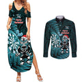Personalised New Zealand Darts Christmas Couples Matching Summer Maxi Dress and Long Sleeve Button Shirt Maori Fern Merry Dartsmas - Aussie Hoodie