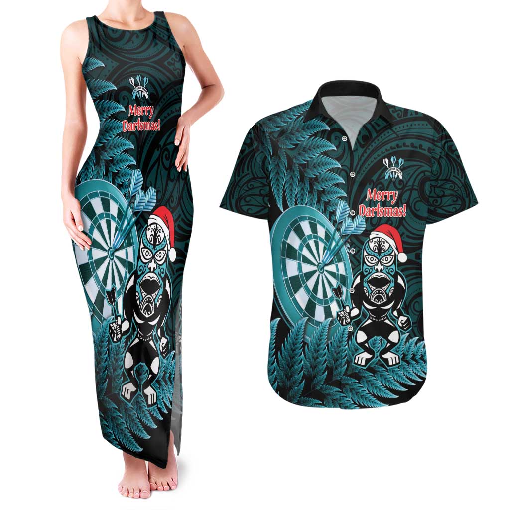 Personalised New Zealand Darts Christmas Couples Matching Tank Maxi Dress and Hawaiian Shirt Maori Fern Merry Dartsmas - Aussie Hoodie