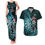 Personalised New Zealand Darts Christmas Couples Matching Tank Maxi Dress and Hawaiian Shirt Maori Fern Merry Dartsmas - Aussie Hoodie