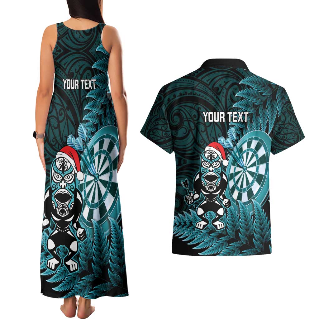 Personalised New Zealand Darts Christmas Couples Matching Tank Maxi Dress and Hawaiian Shirt Maori Fern Merry Dartsmas - Aussie Hoodie