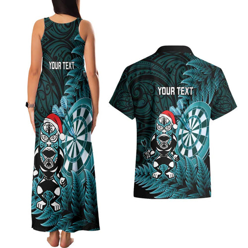 Personalised New Zealand Darts Christmas Couples Matching Tank Maxi Dress and Hawaiian Shirt Maori Fern Merry Dartsmas - Aussie Hoodie
