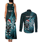 Personalised New Zealand Darts Christmas Couples Matching Tank Maxi Dress and Long Sleeve Button Shirt Maori Fern Merry Dartsmas - Aussie Hoodie