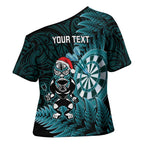 Personalised New Zealand Darts Christmas Cross Shoulder Shirt Maori Fern Merry Dartsmas - Aussie Hoodie