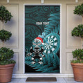 Personalised New Zealand Darts Christmas Door Cover Maori Fern Merry Dartsmas - Aussie Hoodie