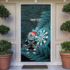 Personalised New Zealand Darts Christmas Door Cover Maori Fern Merry Dartsmas - Aussie Hoodie