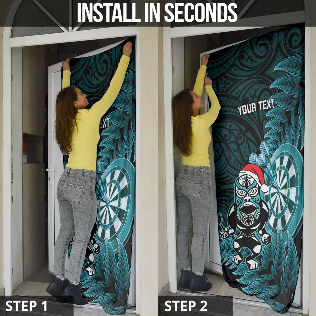 Personalised New Zealand Darts Christmas Door Cover Maori Fern Merry Dartsmas - Aussie Hoodie
