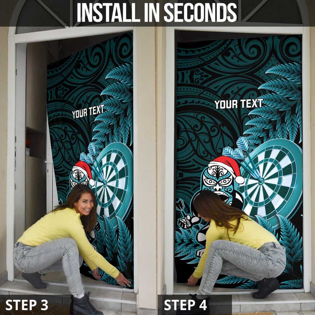 Personalised New Zealand Darts Christmas Door Cover Maori Fern Merry Dartsmas - Aussie Hoodie