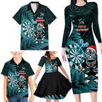 Personalised New Zealand Darts Christmas Family Matching Long Sleeve Bodycon Dress and Hawaiian Shirt Maori Fern Merry Dartsmas - Aussie Hoodie