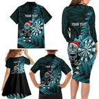 Personalised New Zealand Darts Christmas Family Matching Long Sleeve Bodycon Dress and Hawaiian Shirt Maori Fern Merry Dartsmas - Aussie Hoodie