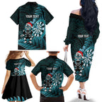 Personalised New Zealand Darts Christmas Family Matching Off The Shoulder Long Sleeve Dress and Hawaiian Shirt Maori Fern Merry Dartsmas - Aussie Hoodie