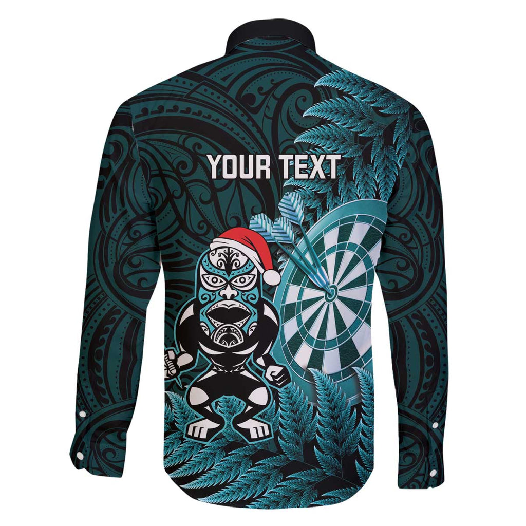 Personalised New Zealand Darts Christmas Family Matching Off The Shoulder Long Sleeve Dress and Hawaiian Shirt Maori Fern Merry Dartsmas - Aussie Hoodie