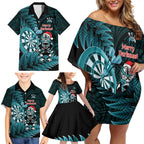 Personalised New Zealand Darts Christmas Family Matching Off Shoulder Short Dress and Hawaiian Shirt Maori Fern Merry Dartsmas - Aussie Hoodie