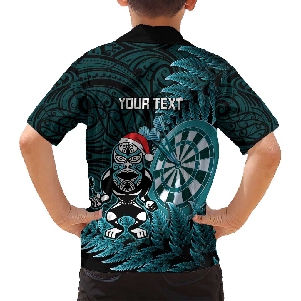 Personalised New Zealand Darts Christmas Family Matching Off Shoulder Short Dress and Hawaiian Shirt Maori Fern Merry Dartsmas - Aussie Hoodie