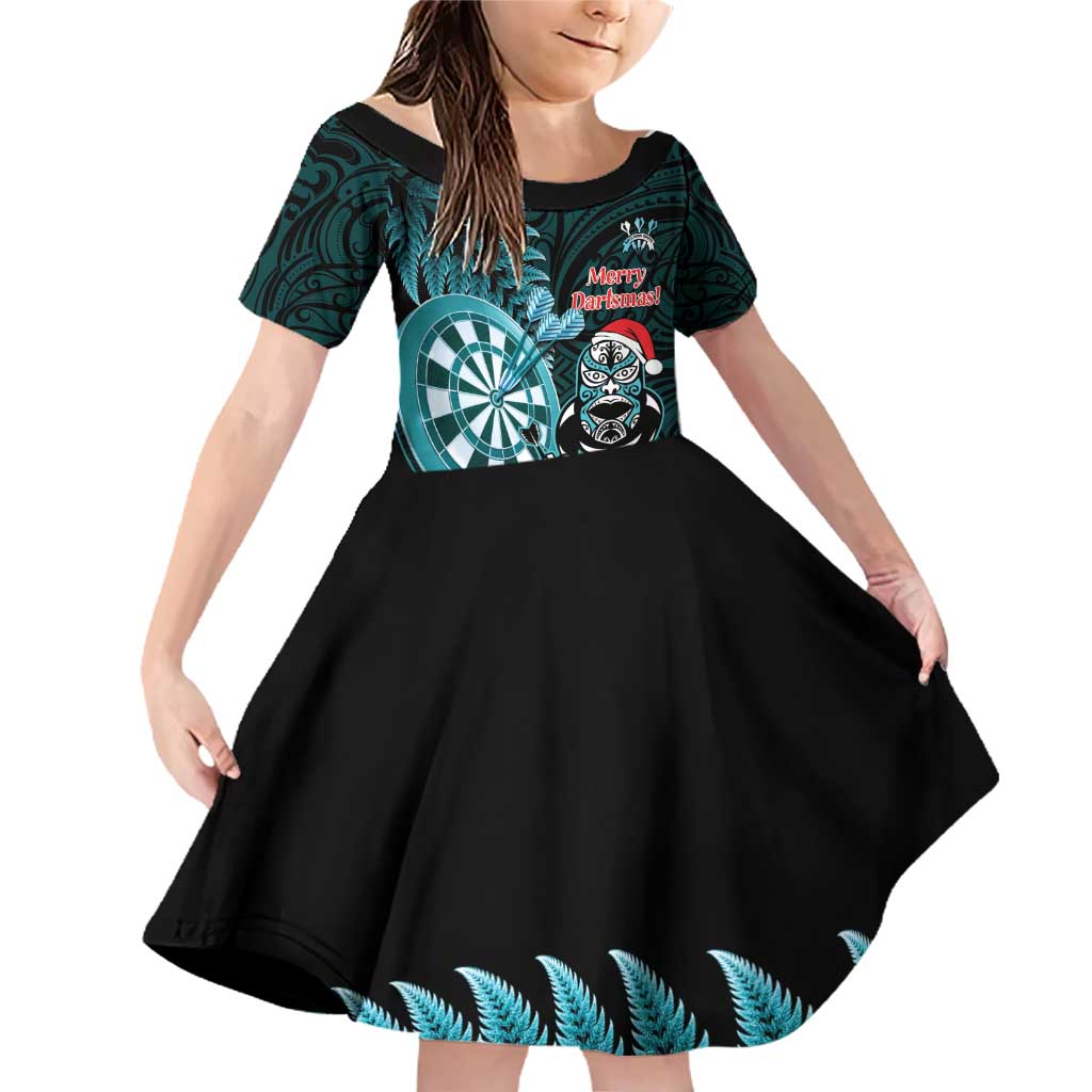 Personalised New Zealand Darts Christmas Family Matching Off Shoulder Short Dress and Hawaiian Shirt Maori Fern Merry Dartsmas - Aussie Hoodie
