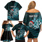Personalised New Zealand Darts Christmas Family Matching Off Shoulder Short Dress and Hawaiian Shirt Maori Fern Merry Dartsmas - Aussie Hoodie