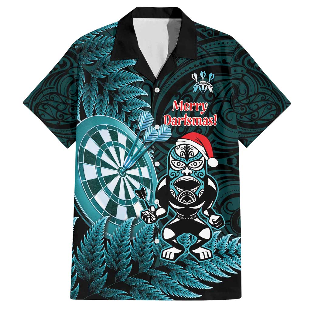 Personalised New Zealand Darts Christmas Family Matching Off Shoulder Short Dress and Hawaiian Shirt Maori Fern Merry Dartsmas - Aussie Hoodie